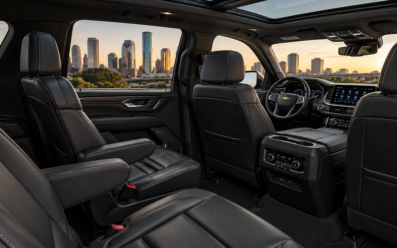 Luxury Chevrolet Suburban interior leather seats ambient lighting